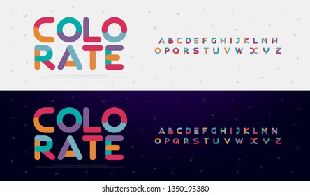 Modern font creative rounded alphabet color fonts. Typography urban round bold with colors dot exposure. vector illustration