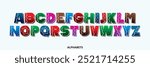 Modern font design with alphabet letters vector illustration. Alphabets arranged in a specific order. It appears to be a text-based graphic design and typography.
Gradient and Fountain colors.