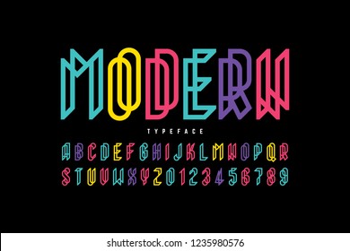 Modern font design, alphabet letters and numbers vector illustration