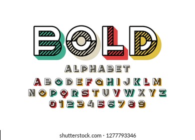 Modern font design, alphabet letters and numbers vector illustration