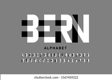 Modern font design, alphabet letters and numbers, vector illustration