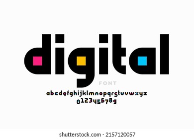 Modern font design, alphabet letters and numbers vector illustration