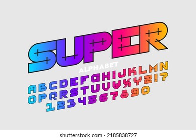 Modern font design, alphabet letters and numbers vector illustration