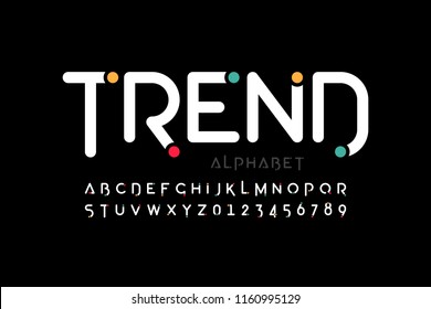 Modern font design, trendy alphabet letters and numbers vector illustration