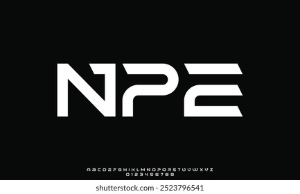 Design de fonte moderno, letras alfabeto moderno e ilustração vetorial de números