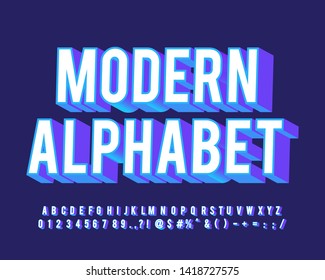 Modern font effect, 3D alphabet design, youth style typography