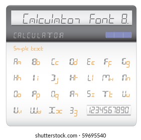 Modern font made of liquid crystal figures displayed on the calculator