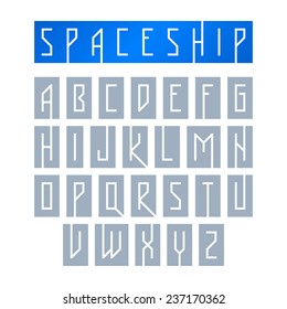 Modern font with monospaced typeface, alphabet. Vector.