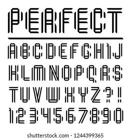 Modern font, paper letters folded from black tape