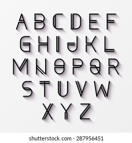 Modern font with shadow effect. Vector.