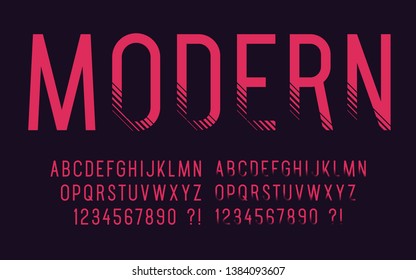 Modern font with shadow Geometric sport design Futuristic cool letters and numbers Tech abc Vector alphabet