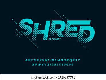 MODERN font with shadow Modern sport design Futuristic letters and numbers Vector abc