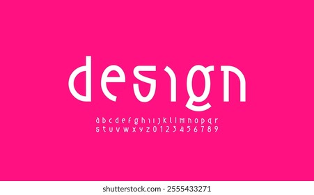 Modern font thin alphabet made minimal luxury style, lowercase trendy white letters from A to Z and numbers from 0 to 9, vector illustration 10EPS.