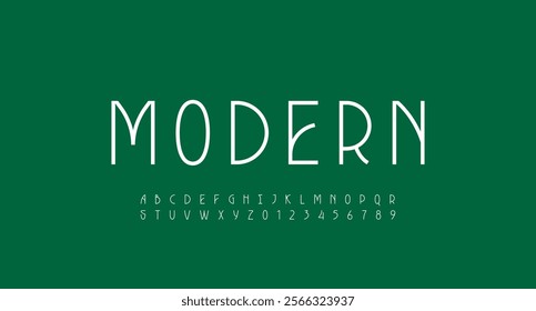 Modern font thin alphabet made minimal luxury style, uppercase trendy white letters from A to Z and numbers from 0 to 9, vector illustration 10EPS.