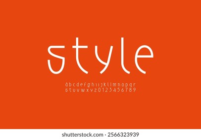 Modern font thin alphabet made minimal luxury style, lowercase trendy white letters from A to Z and numbers from 0 to 9, vector illustration 10EPS.