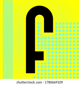 Modern font. Trendy alphabet, black vector letter F on a abstract background.