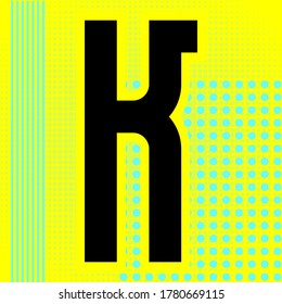 Modern font. Trendy alphabet, black vector letter K on a abstract background.