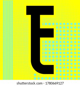 Modern font. Trendy alphabet, black vector letter E on a abstract background.