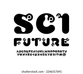 Modern font, trendy futuristic science alphabet, vector illustration 10EPS