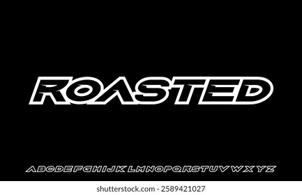 Modern font uppercase, technology, sport, strong font outline stroke