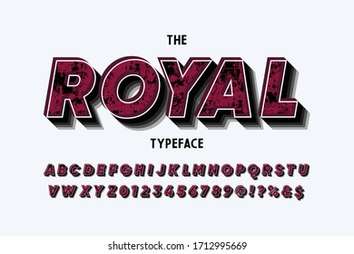 Modern font, vector alphabet letters and numbers, typography name royal