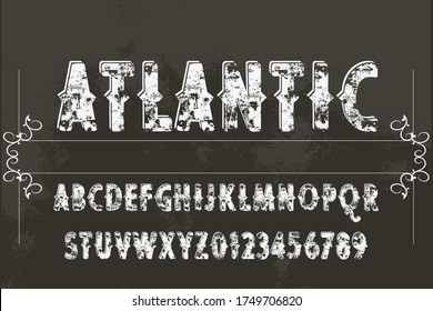 Modern font, vector alphabet letters and numbers, typography name hustle