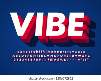 modern font, vibe 3d typeface effect with shadow, simple and cool poster title 