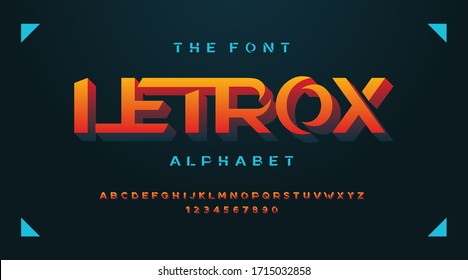 Modern fonts and alphabet, orange luxury expensive sport minimal classic urban futuristic typeface typo typography and number, uppercase lowercase. Vector illustration.