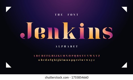 Modern fonts and alphabet, yellow luxury expensive sport minimal classic urban futuristic typeface typo typography and number, uppercase lowercase. Vector illustration.
