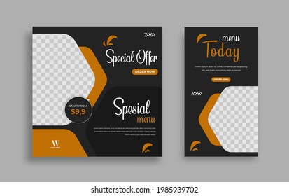 Modern food Editable Social Media banner template. Anyone can use this Easy Design Promotion web banner for social media. Modern elegant sales and discount promotions - Vector.