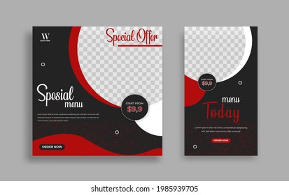 Modern food Editable Social Media banner template. Anyone can use this Easy Design Promotion web banner for social media. Modern elegant sales and discount promotions - Vector.