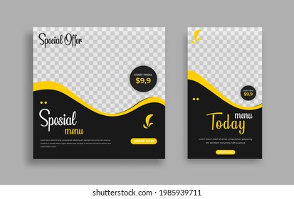 Modern food Editable Social Media banner template. Anyone can use this Easy Design Promotion web banner for social media. Modern elegant sales and discount promotions - Vector.