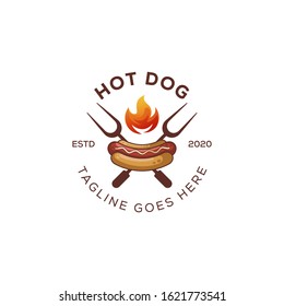 Modern food hot dog logo, sausage bread logo,  toast bread logo design vector template