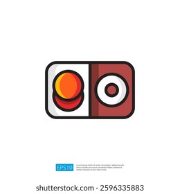 Modern Food Icon Featuring Plate With Two Portions of Red and Orange Delights on a Minimalist Design Background