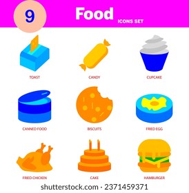 Modern Food icon set editable and resizable