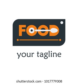 Modern Food Logo Design Template Vector Illustration. Food Logotype with Spoon for Summer Celebration, Restaurant Logo, Party Invitation Label, Cafe, Cooking Business