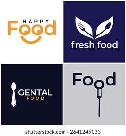 Modern Food Logo Set – Fresh, Happy, and Restaurant Branding Vector