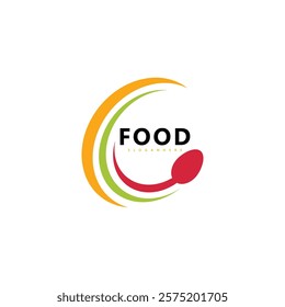 Modern Food Logo with Spoon, Fork, and Circular Design