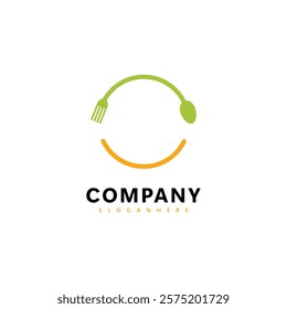 Modern Food Logo with Spoon, Fork, and Circular Design