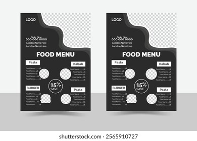 modern food menu flyer design, creative food flyer design. 