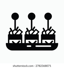 Modern food platter or Appetizer Serving Icon in Minimal Style