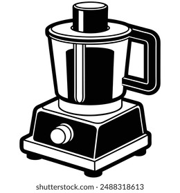 Modern food processor silhouette vector art illustration design, perfect for kitchen equipment visuals, culinary tools, and meal preparation guides. Ideal for showcasing cooking appliances.






