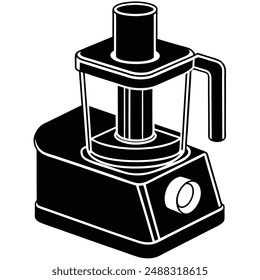Modern food processor silhouette vector art illustration design, perfect for kitchen equipment visuals, culinary tools, and meal preparation guides. Ideal for showcasing cooking appliances.






