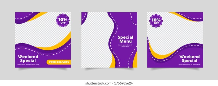 Modern food promotion square web banner for social media mobile apps