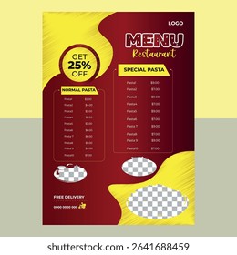 Modern Food Restaurant Menu Design Template, Food Menu, creative, menu design, restaurant menu design
