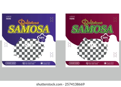 Modern Food And Samosa Social Media Post Design Template, social media post, samosa social media post design, creative, modern, template, design, samosa, poster