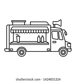 Modern Food Truck Icon. Outline Modern Food Truck Vector Icon For Web Design Isolated On White Background
