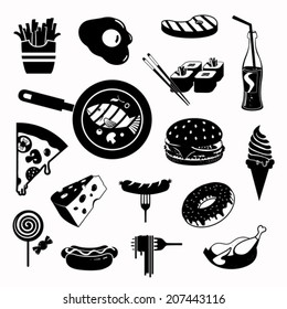 Modern food vector icon set