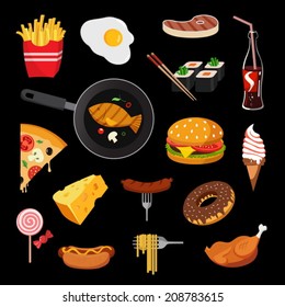 Modern food vector icon set