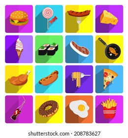 Modern food vector icon set